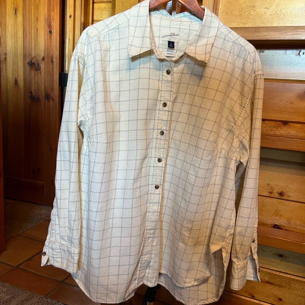 Universal Thread Cream Checkered Shirt